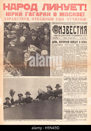 1961 Izvestia (Soviet Union) front page Yuri Gagarin is first man in space