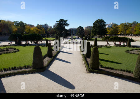 Madrid Spain Park of Retiro tourists visiting day garden Stock Photo