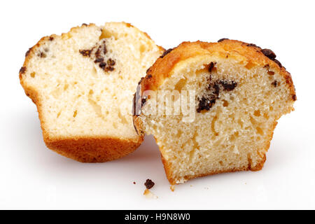 Chocolate chip muffin on isolated white background Stock Photo