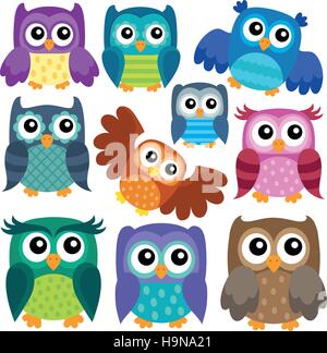 Owl theme collection 1 - eps10 vector illustration. Stock Vector