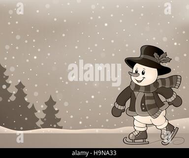The snowman is skating. Vector illustration Stock Vector Image & Art ...