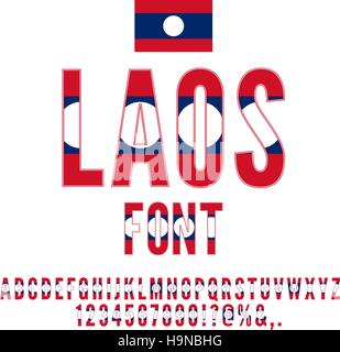 Laos Flag Font Stock Vector