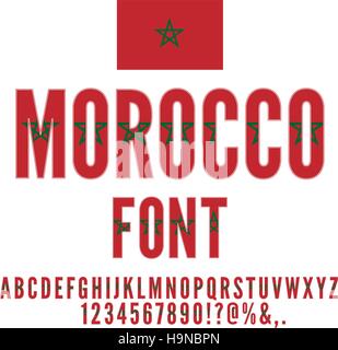 Morocco Flag Font Stock Vector