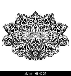 Indian ethnic ornament. Hand drawn henna tattoo decorative element Stock Vector