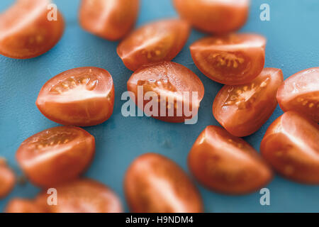 Cherry Tomatoes on Cutting Board Close Up Stock Photo