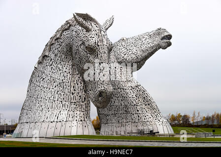 The Giant Sculptures of The Kelpies at Helix Park Forth and Clyde Canal Falkirk Scotland United Kingdom UK Stock Photo