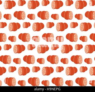 Ham, sausage seamless pattern, background, texture. Vector illustration. Stock Vector