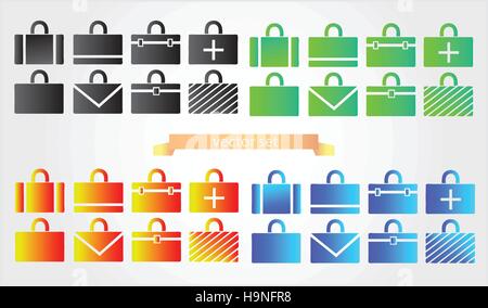 Case icons variants of briefcase - Vector illustration Stock Vector