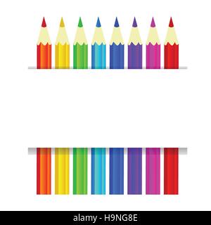 Colorful pencils vector background with banner for text Stock Vector