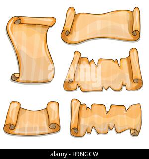 Set of old paper scrolls - cartoon vector Stock Vector