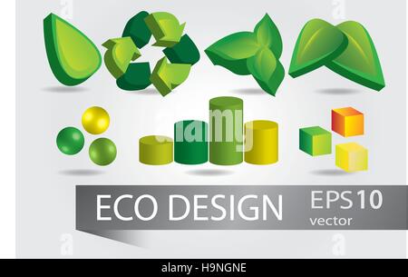 Collection of ecology signs - set for design Stock Vector