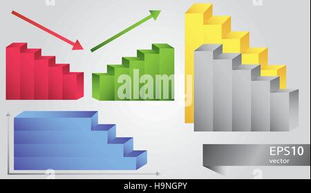 Chart icons in different colors - vector set Stock Vector
