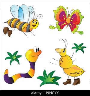 Cartoon cute insects vector  for the design Stock Vector