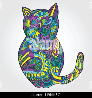 cute cat illustration - doodle style vector picture Stock Vector