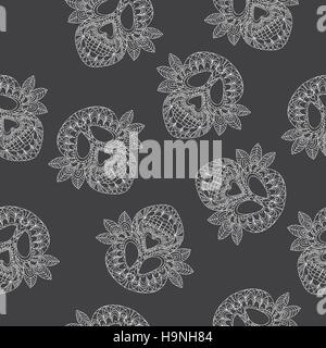 Skull Ornamental Pattern - seamless background - vector illustration Stock Vector