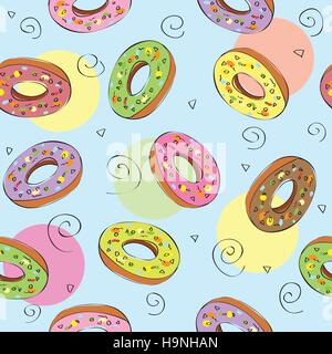 Seamless pattern with donuts - background- vector illustration Stock Vector
