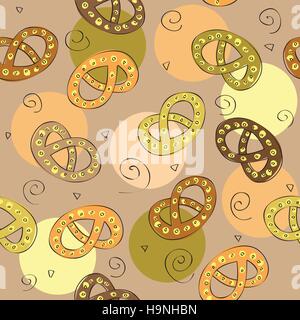 hand drawn pretzel or Beer snack - Seamless pattern - vector Stock Vector
