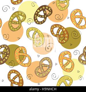 hand drawn pretzel or Beer snack - Seamless pattern - vector Stock Vector