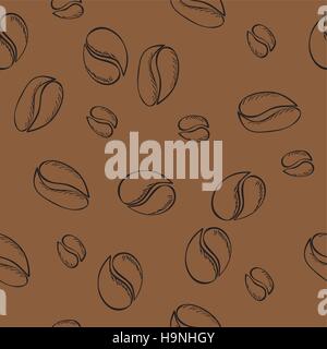 hand-drawn coffee beans seamless pattern - vector illustration Stock Vector