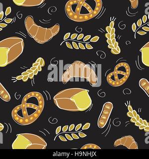 Seamless pattern with bakery products - vector illustration Stock Vector