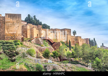 Walls of Alcazaba palatial fortress in Malaga built in 11th century, Andalusia, Spain Stock Photo