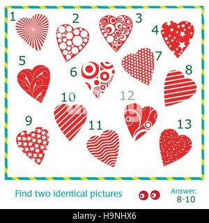 Find two identical pictures of vector hearts Stock Vector