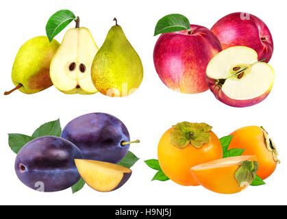 Collection of fruits isolated on white background Stock Photo