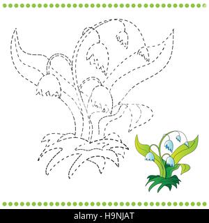 Connect The Dots And Coloring Page With Grass Flowers