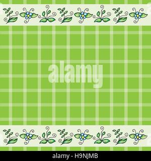 Vector pattern or frame with grass and flowers - doodling design Stock Vector