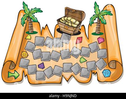 Game for kids - Pirate treasure chest Vector illustration Stock Vector