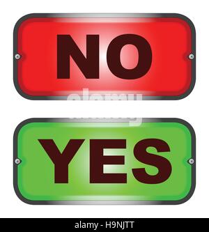 Two information lights - red and green yes and no isolated over a white background. Stock Vector