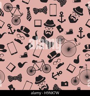Seamless vector pattern in hipster style background or texture for design Stock Vector