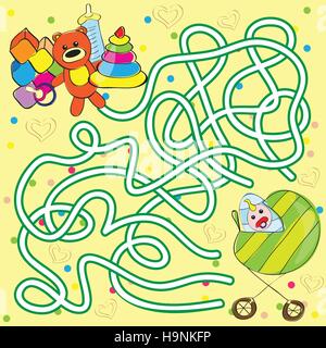 Vector maze for kids - help the baby to get toys Stock Vector