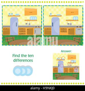 Find differences between the two images - Kitchen Stock Vector
