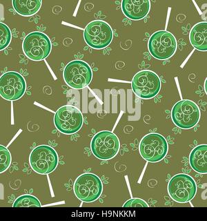 Seamless pattern cute green tree in vector Stock Vector