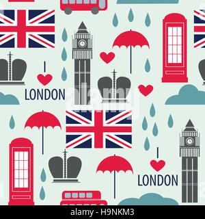 Seamless pattern with London symbols - vector illustration Stock Vector