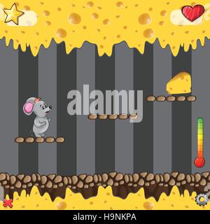 Arcade game - cheese world - vector illustration for game - seamless Stock Vector