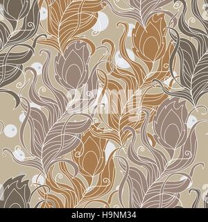 Beautiful vector seamless pattern with peacock feathers - vector Stock Vector