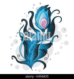 Stylized vector peacock feather on a white background Stock Vector