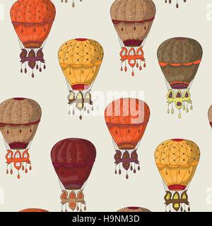 Vintage  seamless pattern of hot air balloons for wallpaper, pattern fills, web page background Stock Vector