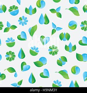 Seamless pattern with vector Eco Icons - background for your design Stock Vector