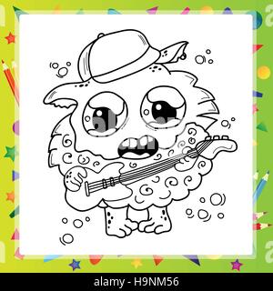 Black and White Cartoon Monster for Coloring Book Stock Vector