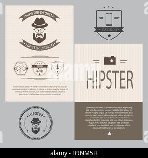Vintage hipster design elements set - Vector illustration Stock Vector