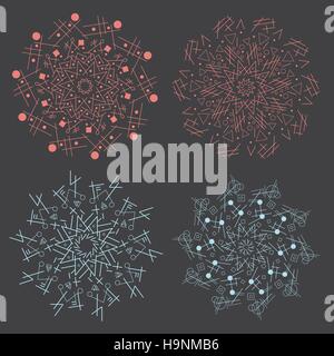 Trendy hipster colored circle, bright philosophical symbols Stock Vector