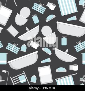 Seamless background with bathroom icons for your design Stock Vector