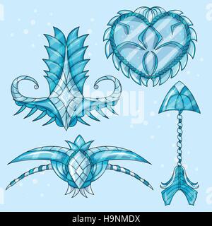 Cartoon beautiful winter artifacts for web games or design Stock Vector