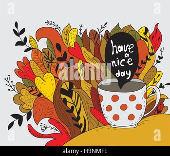 Have a nice day. Autumn doodle - Template Stock Vector