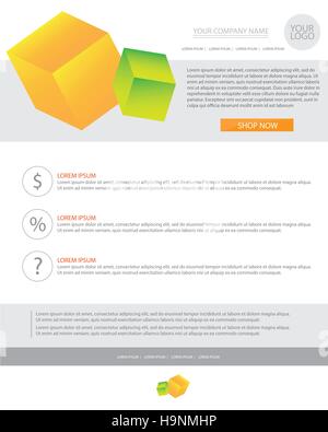 Newsletter business template with grey and orange color Stock Vector