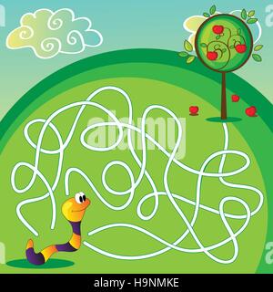 Labyrinth maze game. Cartoon fruit pirates and corsairs characters with ...