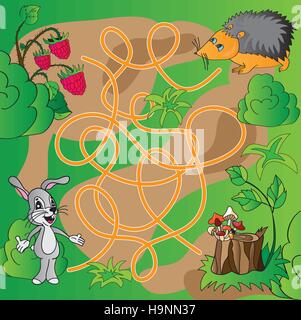 Children's puzzle - simple maze - bright vector illustration Stock Vector